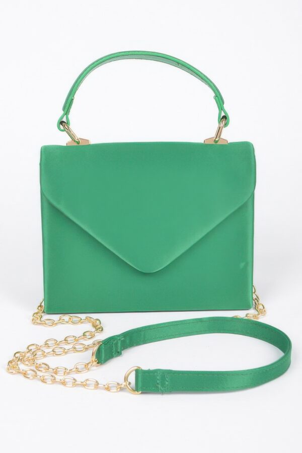 Structured Satin Top-Handle Flap Crossbody Bag