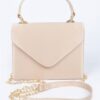 Structured Satin Top-Handle Flap Crossbody Bag
