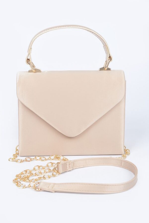 Structured Satin Top-Handle Flap Crossbody Bag