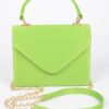 Structured Satin Top-Handle Flap Crossbody Bag