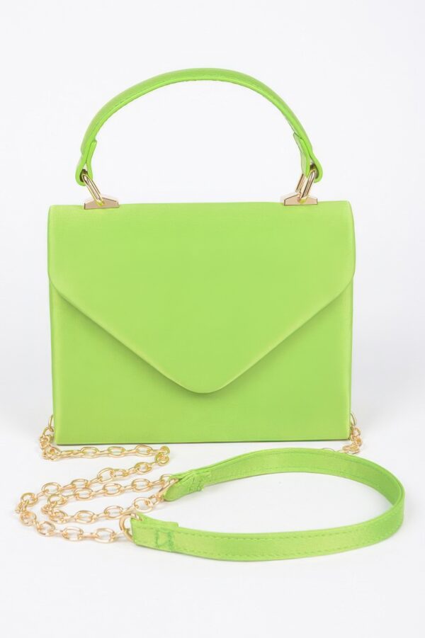 Structured Satin Top-Handle Flap Crossbody Bag