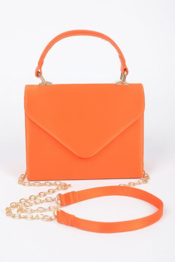 Structured Satin Top-Handle Flap Crossbody Bag
