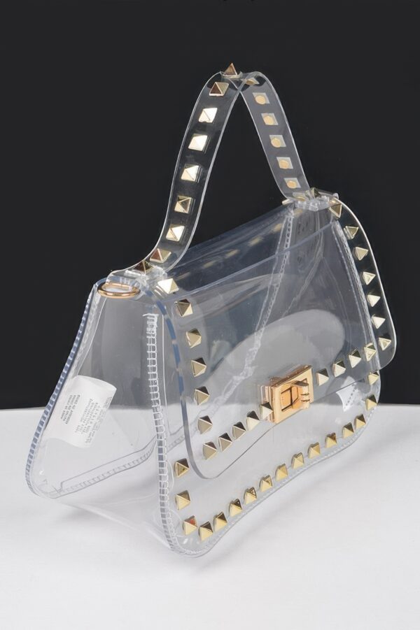 Clear PVC Top Handle Bag with Metal Studs