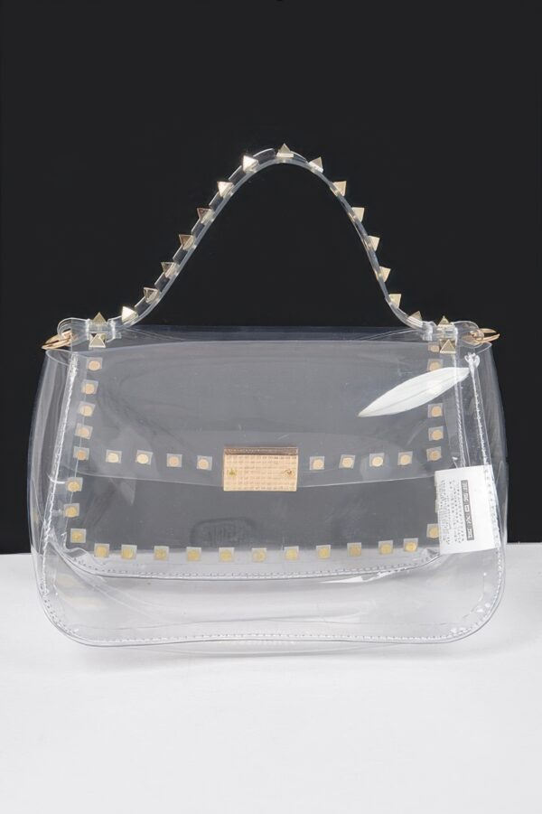 Clear PVC Top Handle Bag with Metal Studs