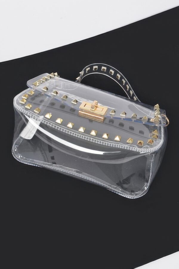 Clear PVC Top Handle Bag with Metal Studs