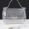 Clear PVC Top Handle Bag with Metal Studs
