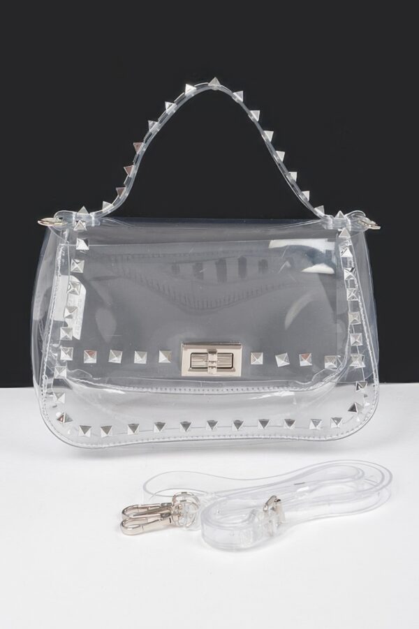 Clear PVC Top Handle Bag with Metal Studs