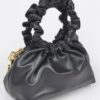 Pleated Chain Bag – Mid-Size Faux Leather with Mixed Metal Chain