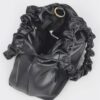 Pleated Chain Bag – Mid-Size Faux Leather with Mixed Metal Chain