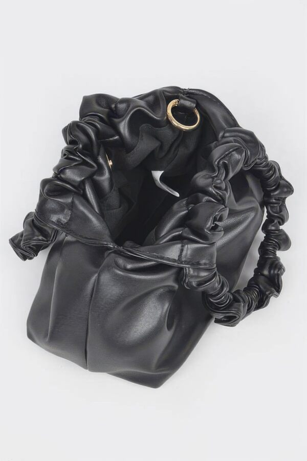 Pleated Chain Bag – Mid-Size Faux Leather with Mixed Metal Chain