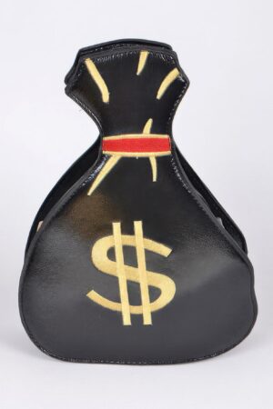Money Bag Shiny Clutch – Mixed Metal Accent Clutch