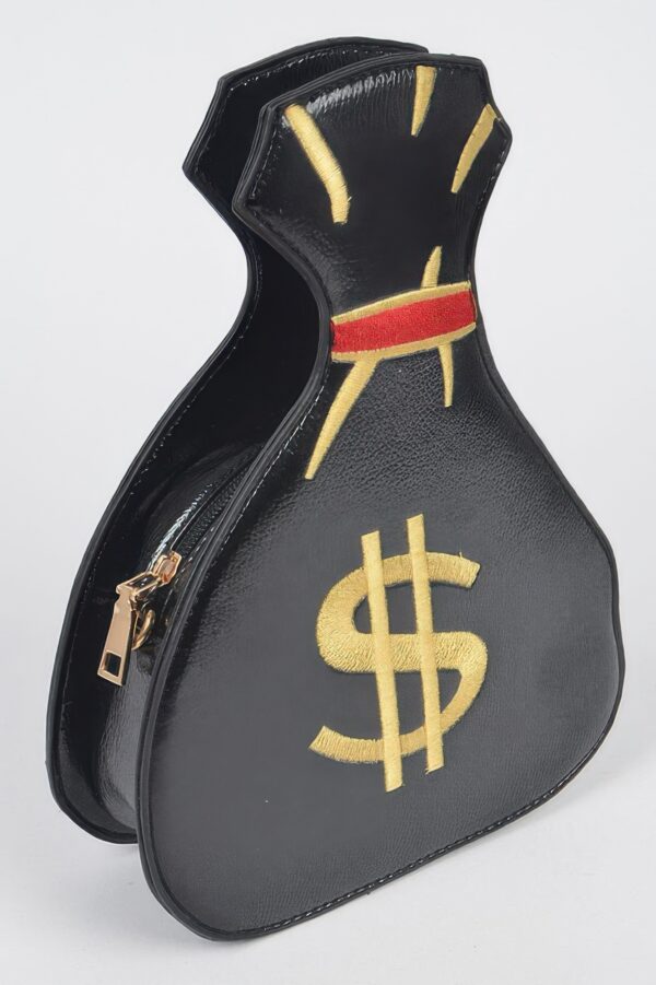 Money Bag Shiny Clutch – Mixed Metal Accent Clutch