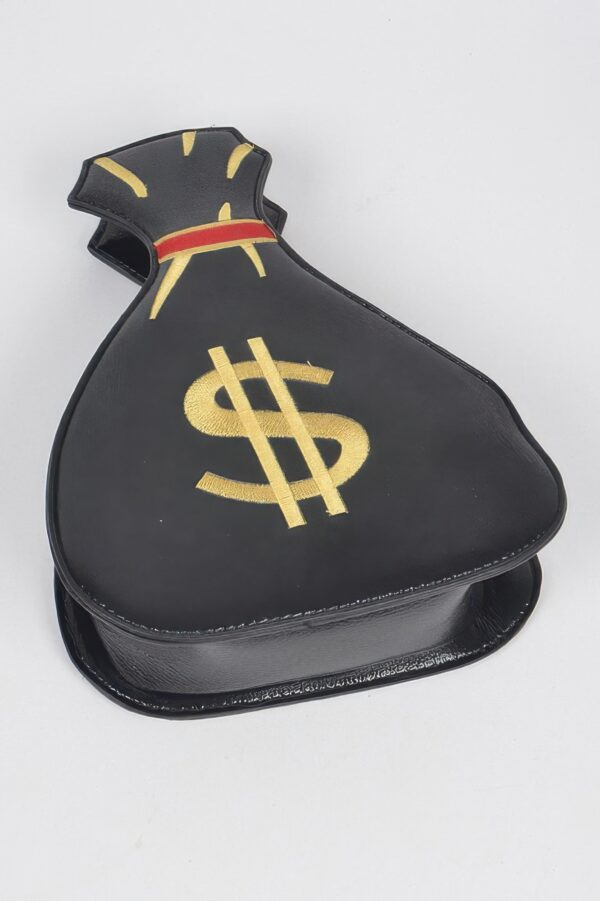 Money Bag Shiny Clutch – Mixed Metal Accent Clutch