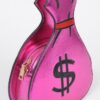 Money Bag Shiny Clutch – Mixed Metal Accent Clutch