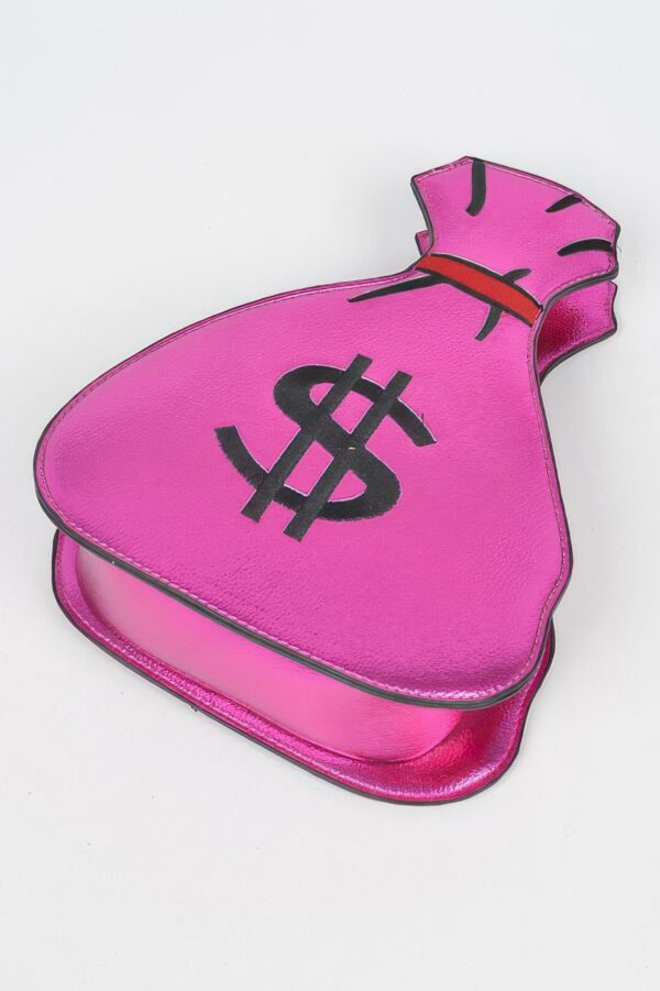Money Bag Shiny Clutch – Mixed Metal Accent Clutch