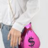 Money Bag Shiny Clutch – Mixed Metal Accent Clutch