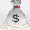 Money Bag Shiny Clutch – Mixed Metal Accent Clutch