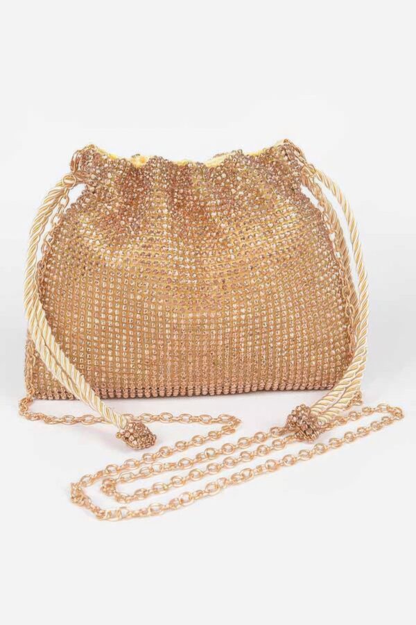 Stone-Covered Mini Bag – Slim Sparkle Clutch