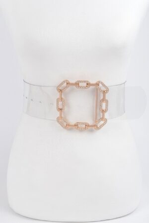 Clear PVC Plus-Size Waist Belt with Sleek Buckle