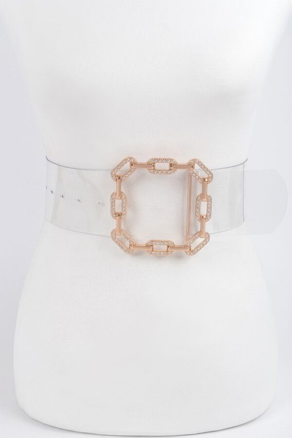 Clear PVC Plus-Size Waist Belt with Sleek Buckle