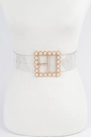 Plus-Size Beaded Square PVC Belt – 2″ Wide