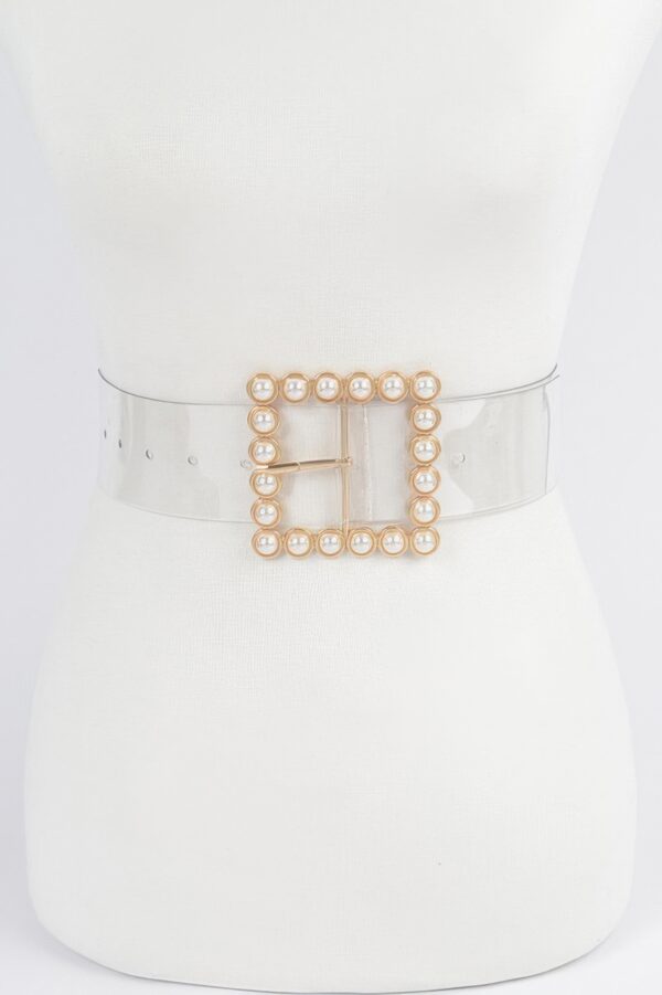 Plus-Size Beaded Square PVC Belt – 2″ Wide