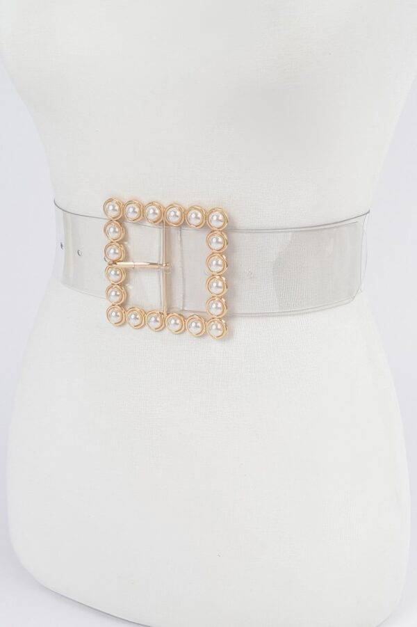 Plus-Size Beaded Square PVC Belt – 2″ Wide