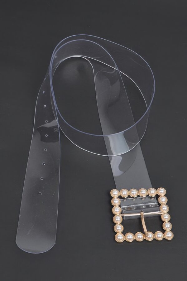 Plus-Size Beaded Square PVC Belt – 2″ Wide