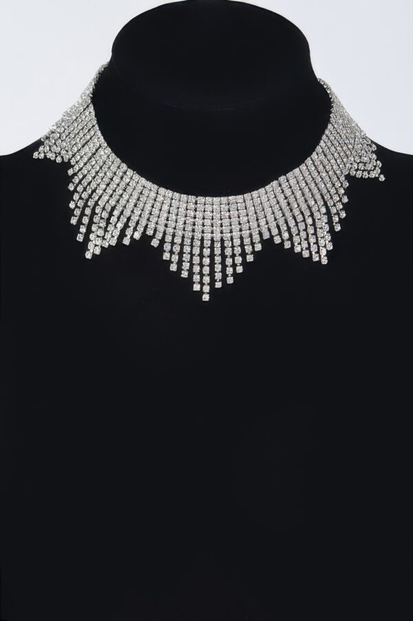 Rhinestone Drop Choker Necklace – Cascading Strands