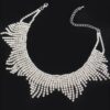 Rhinestone Drop Choker Necklace – Cascading Strands