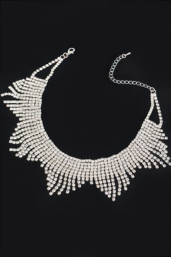 Rhinestone Drop Choker Necklace – Cascading Strands