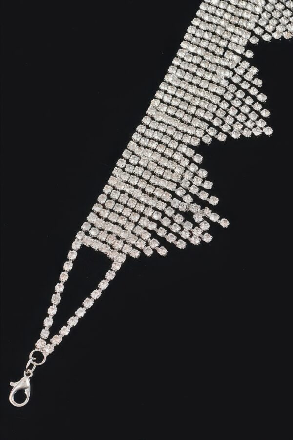 Rhinestone Drop Choker Necklace – Cascading Strands