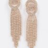 Rhinestone Fringe Drop Earrings – Elongated Cascading Strands