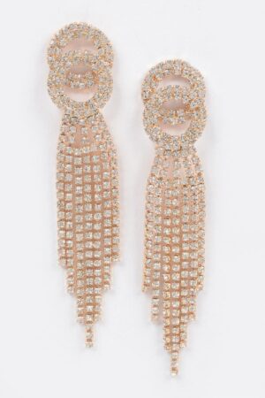 Rhinestone Fringe Drop Earrings – Elongated Cascading Strands