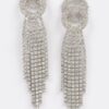 Rhinestone Fringe Drop Earrings – Elongated Cascading Strands