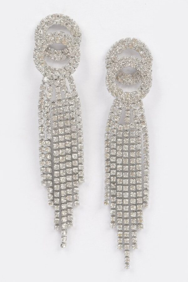 Rhinestone Fringe Drop Earrings – Elongated Cascading Strands