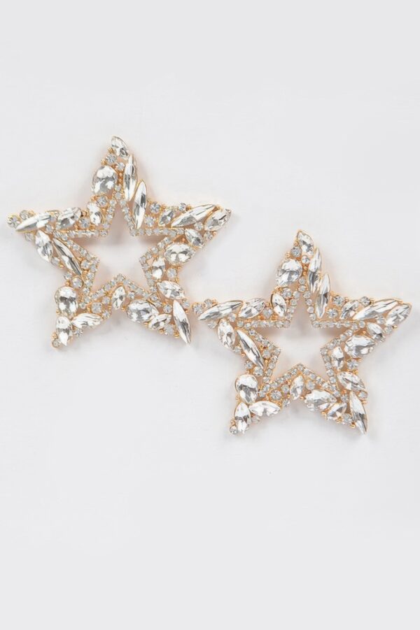 Rhinestone Star Earrings – Dimensional Sparkle
