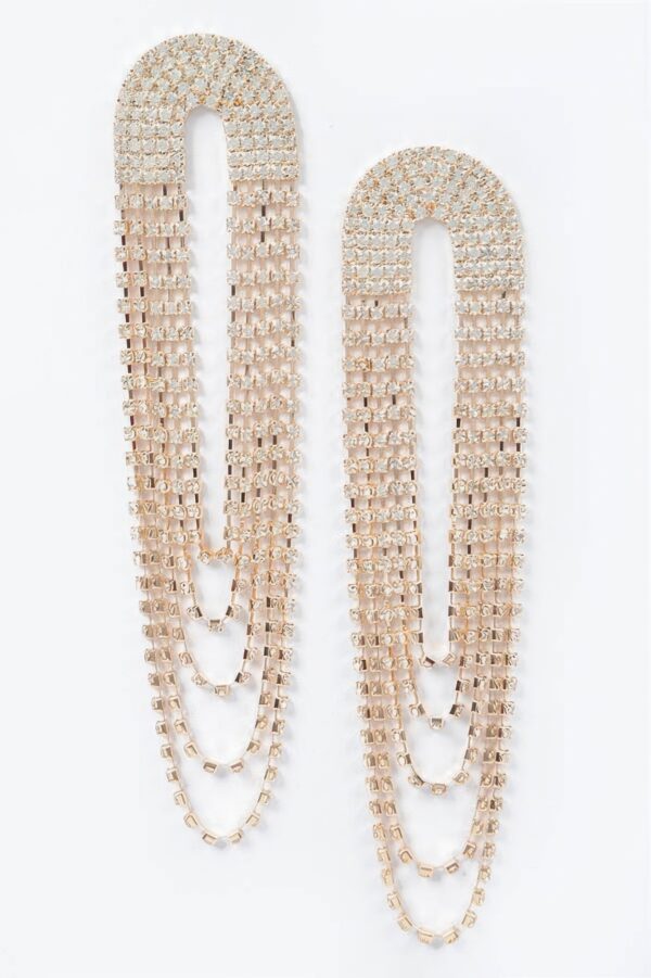 Layered Rhinestone Drop Earrings – Multi-Tier Sparkle