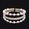 Pearl and Stone Wire Bracelet – Wrapped Wire Cuff