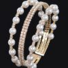 Pearl and Stone Wire Bracelet – Wrapped Wire Cuff