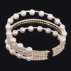 Pearl and Stone Wire Bracelet – Wrapped Wire Cuff