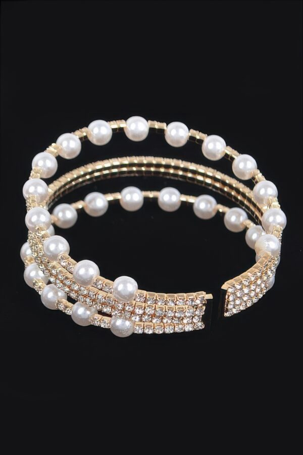 Pearl and Stone Wire Bracelet – Wrapped Wire Cuff