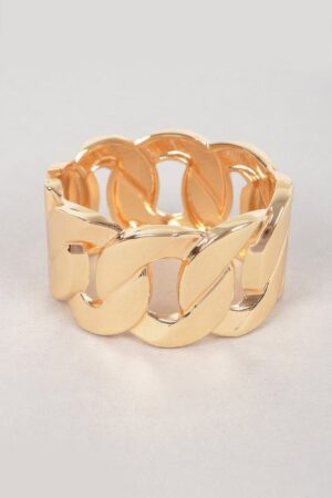 Wide Chain Bracelet with Oversized Links – Polished Metal