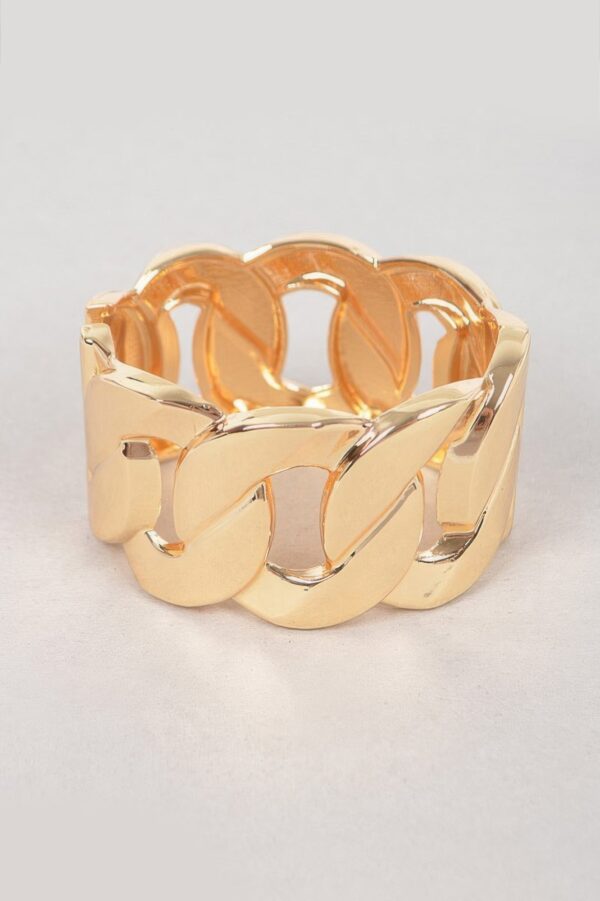 Wide Chain Bracelet with Oversized Links – Polished Metal