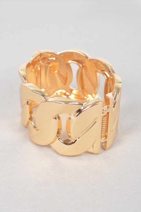 Wide Chain Bracelet with Oversized Links – Polished Metal