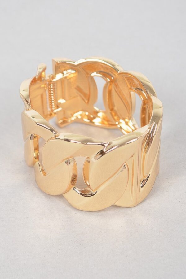 Wide Chain Bracelet with Oversized Links – Polished Metal