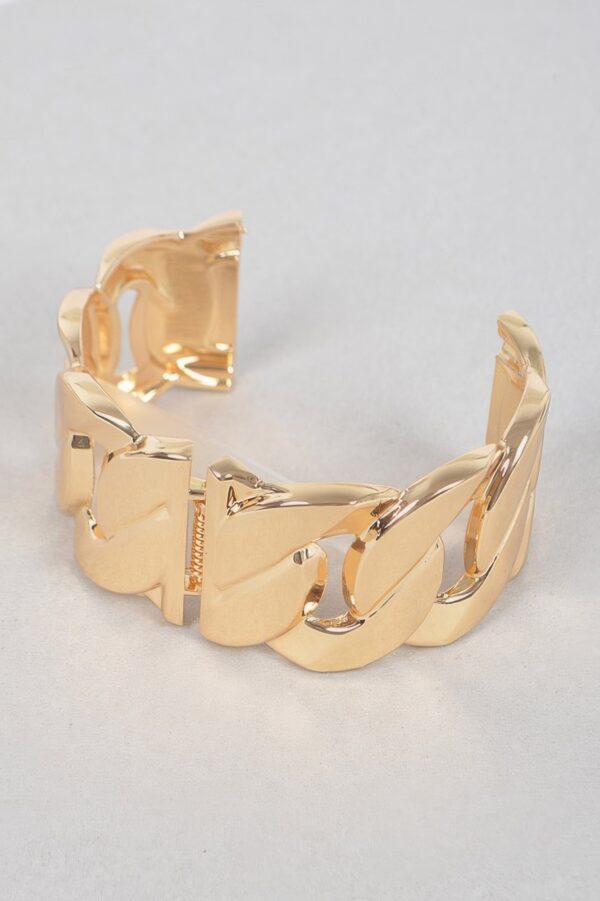 Wide Chain Bracelet with Oversized Links – Polished Metal