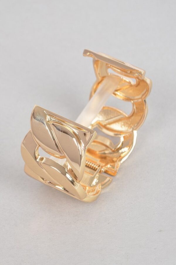 Wide Chain Bracelet with Oversized Links – Polished Metal