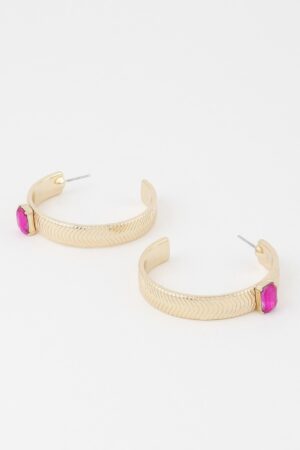 Cubic Rhinestone Hoop Earrings – 1.6 in