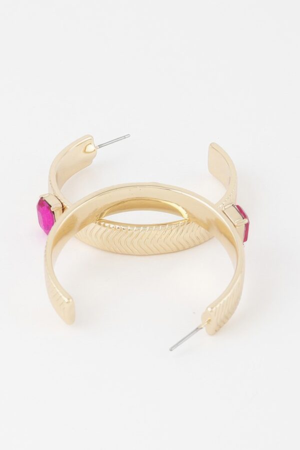 Cubic Rhinestone Hoop Earrings – 1.6 in